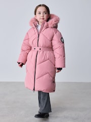 Clarks Pink Shower Resistant Longline Padded Coat - Image 1 of 23