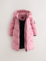 Clarks Pink Shower Resistant Longline Padded Coat - Image 15 of 23