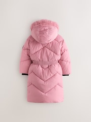 Clarks Pink Shower Resistant Longline Padded Coat - Image 16 of 23