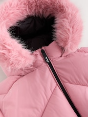 Clarks Pink Shower Resistant Longline Padded Coat - Image 18 of 23