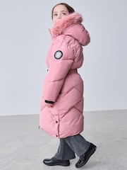 Clarks Pink Shower Resistant Longline Padded Coat - Image 2 of 23