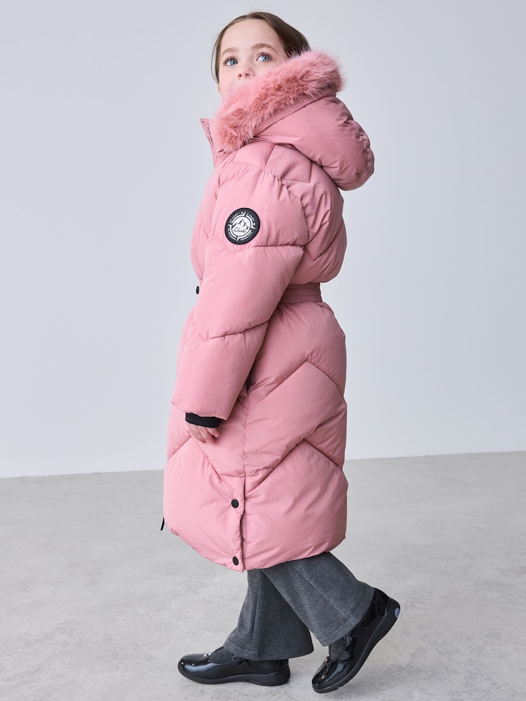 Clarks Pink Shower Resistant Longline Padded Coat - Image 2 of 23