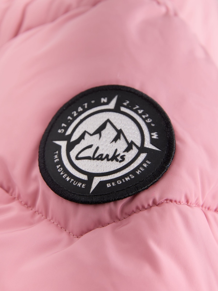 Clarks Pink Shower Resistant Longline Padded Coat - Image 23 of 23