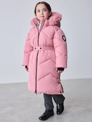 Clarks Pink Shower Resistant Longline Padded Coat - Image 3 of 23