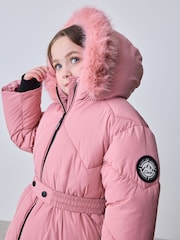 Clarks Pink Shower Resistant Longline Padded Coat - Image 4 of 23