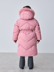 Clarks Pink Shower Resistant Longline Padded Coat - Image 5 of 23