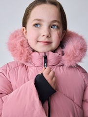 Clarks Pink Shower Resistant Longline Padded Coat - Image 6 of 23