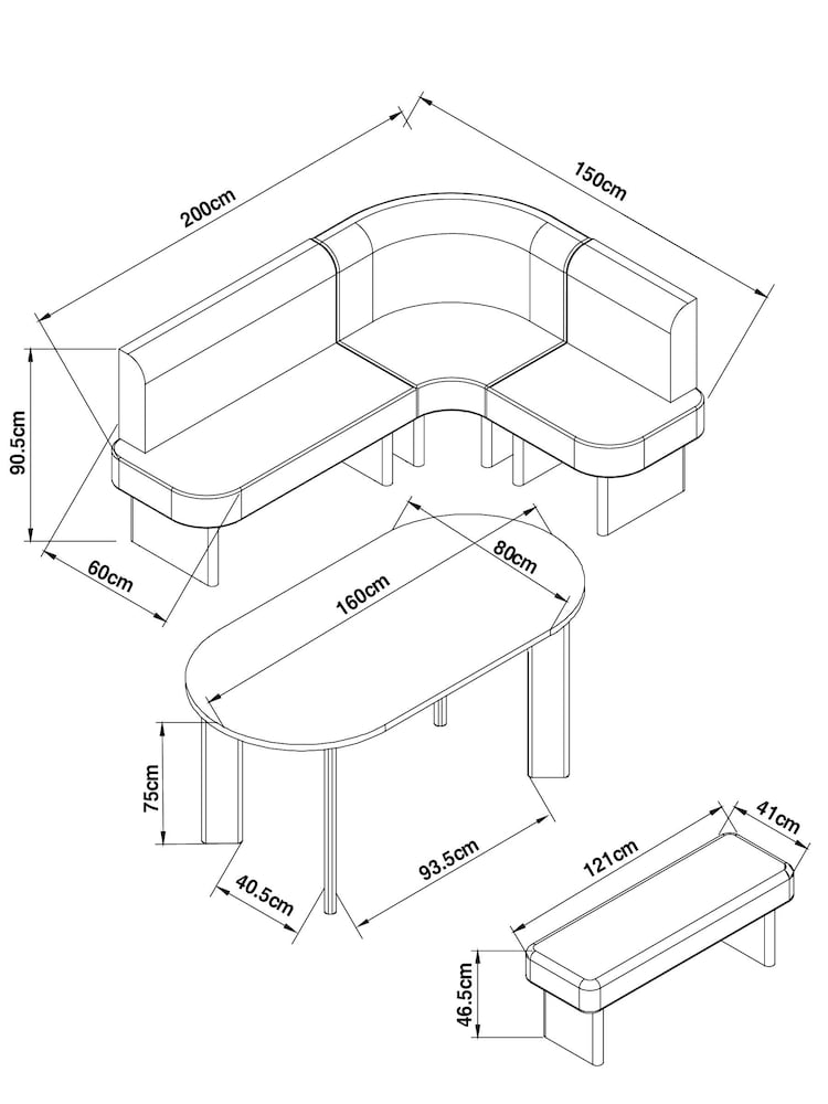 Tailored Boucle Weave Mid Natural Right Hand Corner Dining Table and Bench Set - Image 2 of 2 Tailored Boucle Weave Mid Natural Right Hand Corner Dining Table and Bench Set - Image 2 of 2