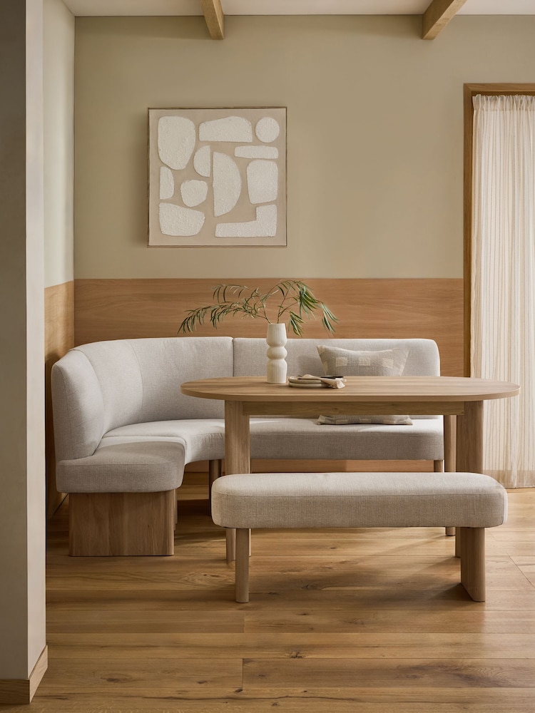 Tweedy Plain Light Natural Left Hand Corner Dining Table and Bench Set - Image 1 of 9