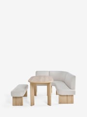 Tweedy Plain Light Natural Left Hand Corner Dining Table and Bench Set - Image 6 of 9