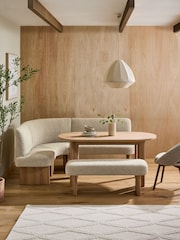 Tweedy Boucle Mink Nomad Corner Bench and 6 To 8 Seater Extending Table Set - Image 1 of 9