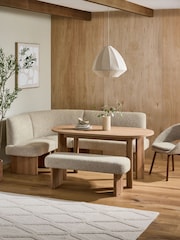 Tweedy Boucle Mink Nomad Corner Bench and 6 To 8 Seater Extending Table Set - Image 2 of 9