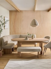 Tweedy Boucle Mink Nomad Corner Bench and 6 To 8 Seater Extending Table Set - Image 3 of 9