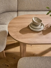 Tweedy Boucle Mink Nomad Corner Bench and 6 To 8 Seater Extending Table Set - Image 8 of 9