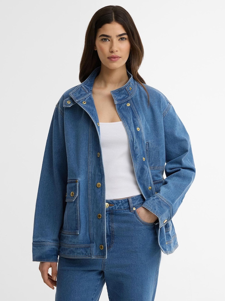 Barbour® International Blue Denim Nikki Casual Jacket - Image 1 of 8