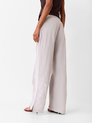adidas Originals Light Grey Floral Applique Firebird Loose Track Pant Trousers - Image 3 of 5