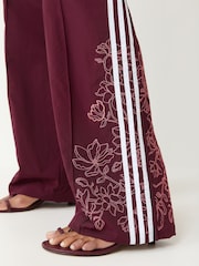 adidas Originals Maroon Red Floral Applique Firebird Loose Track Pant Trousers - Image 4 of 5