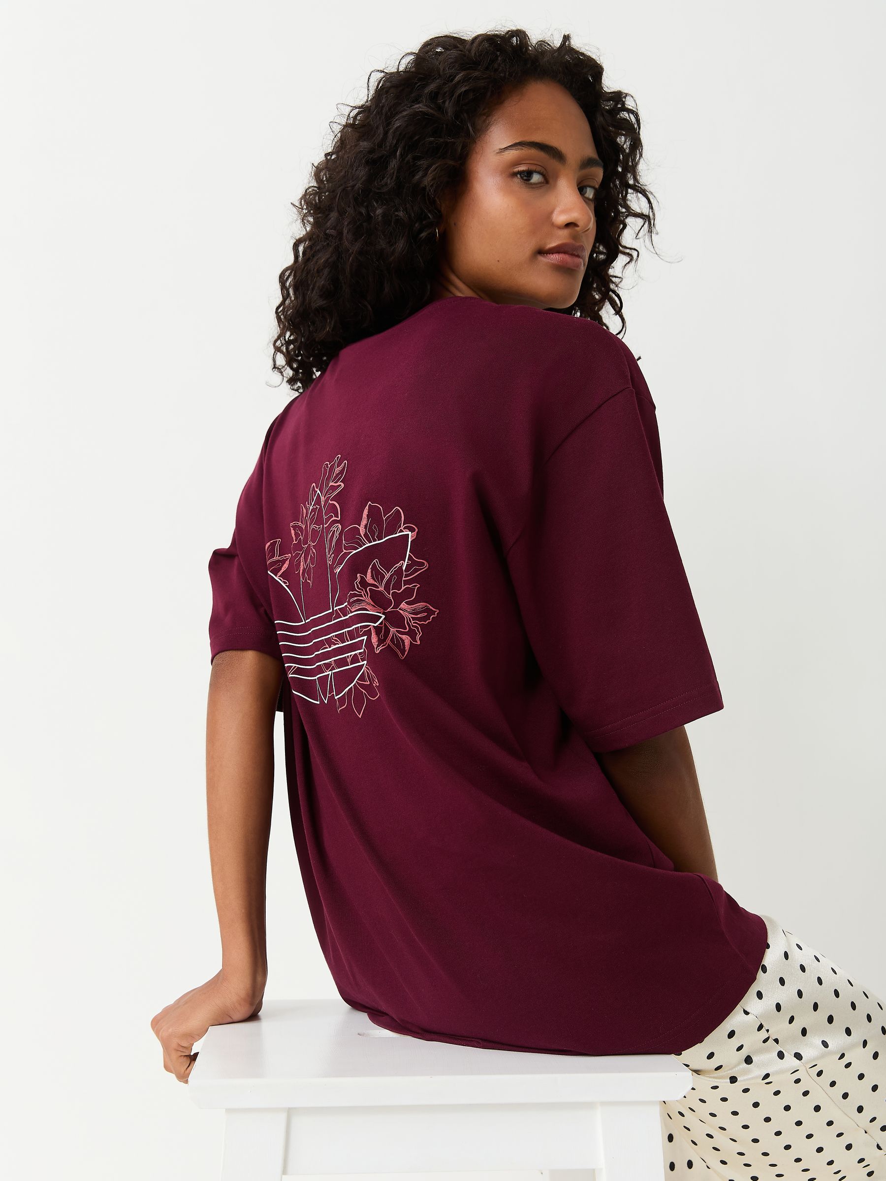Buy adidas Originals Maroon Red Floral Graphic Oversize T-Shirt