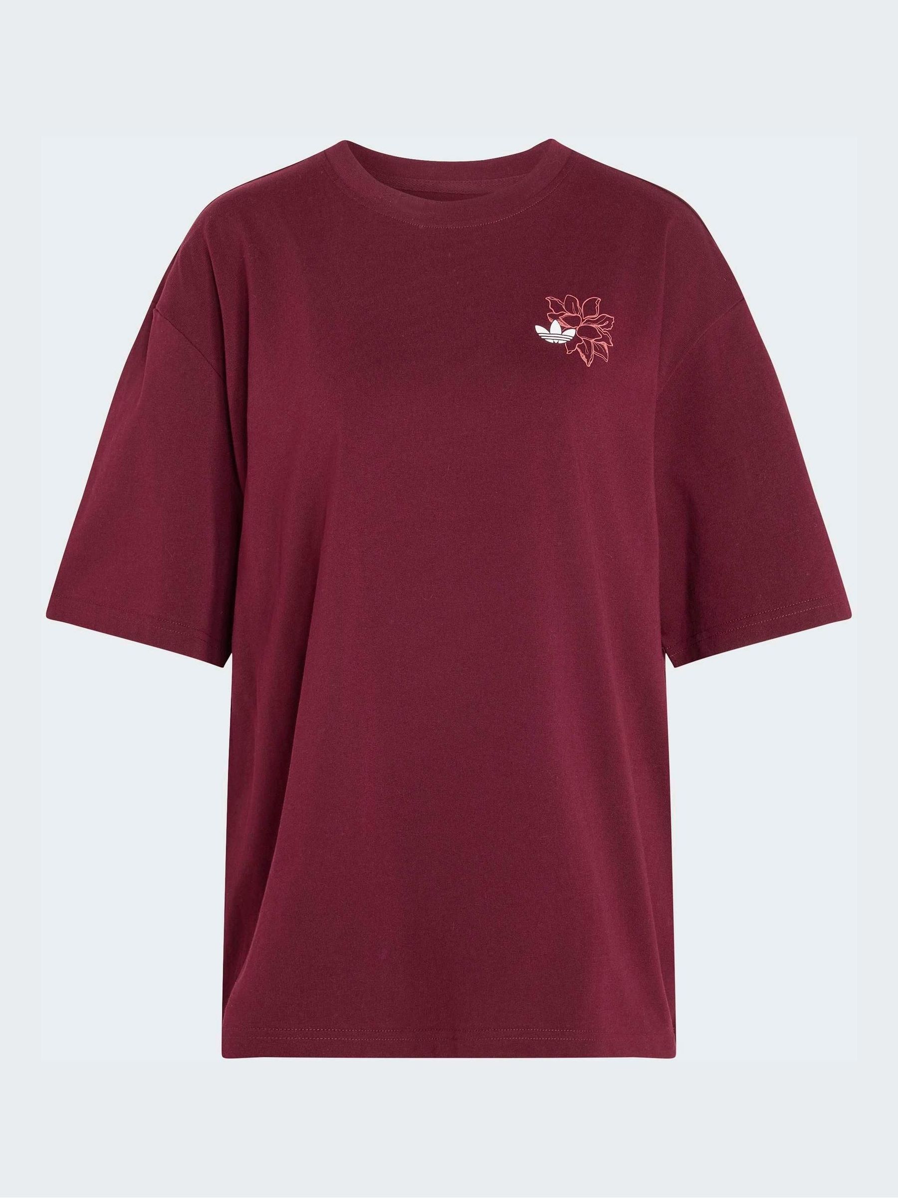 Buy adidas Originals Maroon Red Floral Graphic Oversize T-Shirt