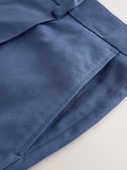 Blue Relaxed Fit Linen Blend Formal Shorts - Image 9 of 10