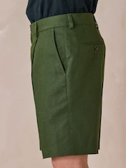 zelena - Relaxed Fit Linen Blend Formal Shorts - Slika 3 iz 5