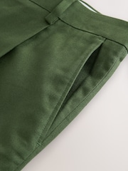 Green Relaxed Fit Linen Blend Formal Shorts - Image 8 of 10