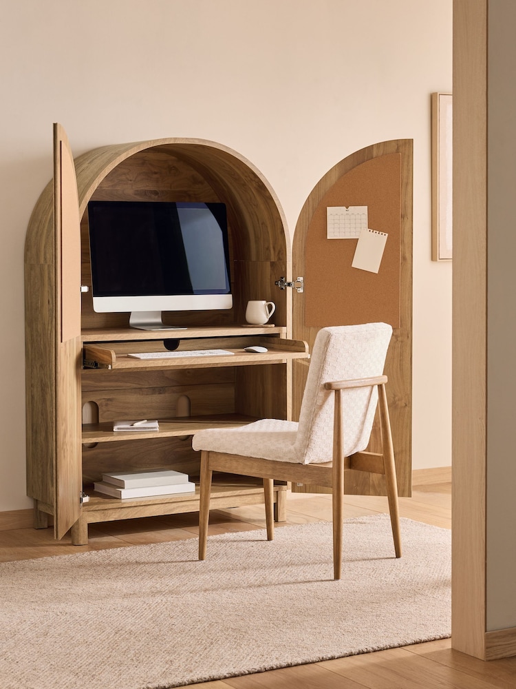 Light Natural Mango Wood Effect Arches Hideaway Desk - Image 1 of 7 Light Natural Mango Wood Effect Arches Hideaway Desk - Image 1 of 7