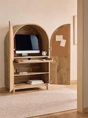 Light Natural Mango Wood Effect Arches Hideaway Desk - Image 2 of 7