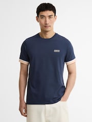 Barbour International Blue Deep Cuff Evan Tipped T-Shirt - Image 1 of 6