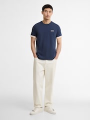 Barbour International Blue Deep Cuff Evan Tipped T-Shirt - Image 3 of 6