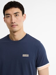 Barbour International Blue Deep Cuff Evan Tipped T-Shirt - Image 4 of 6