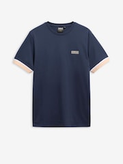 Barbour International Blue Deep Cuff Evan Tipped T-Shirt - Image 5 of 6