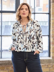 Evans White Shirred Boho Top - Image 1 of 2