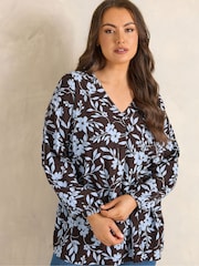 Evans Brown Pleated Swing Top - Image 1 of 5