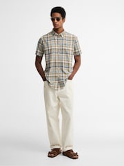 Barbour® White Baycliff Checked S/S Tailored Shirt - Image 3 of 6