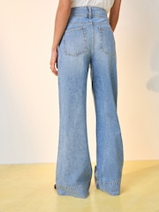 Light Blue High Rise Wide Leg Jeans - Image 3 of 5