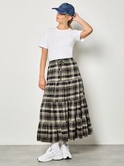 Apricot Black Plaid Tiered Boohoo Skirt - Image 2 of 4