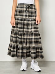 Apricot Black Plaid Tiered Boohoo Skirt - Image 3 of 4