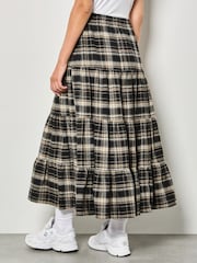 Apricot Black Plaid Tiered Boohoo Skirt - Image 4 of 4