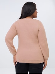 Yours Curve Pink Long Sleeve Floral Jumper - Image 2 of 5