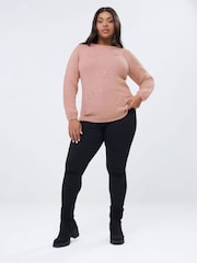 Yours Curve Pink Long Sleeve Floral Jumper - Image 3 of 5