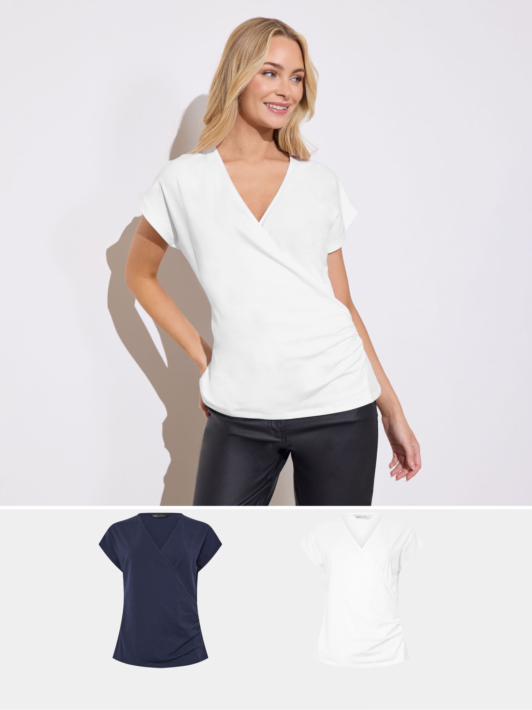 M & Co Women's Blue Wrap Tops 2 Pack