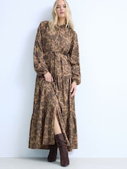 Long Tall Sally Natural Floral Tie Waist Maxi Dress - Image 1 of 2