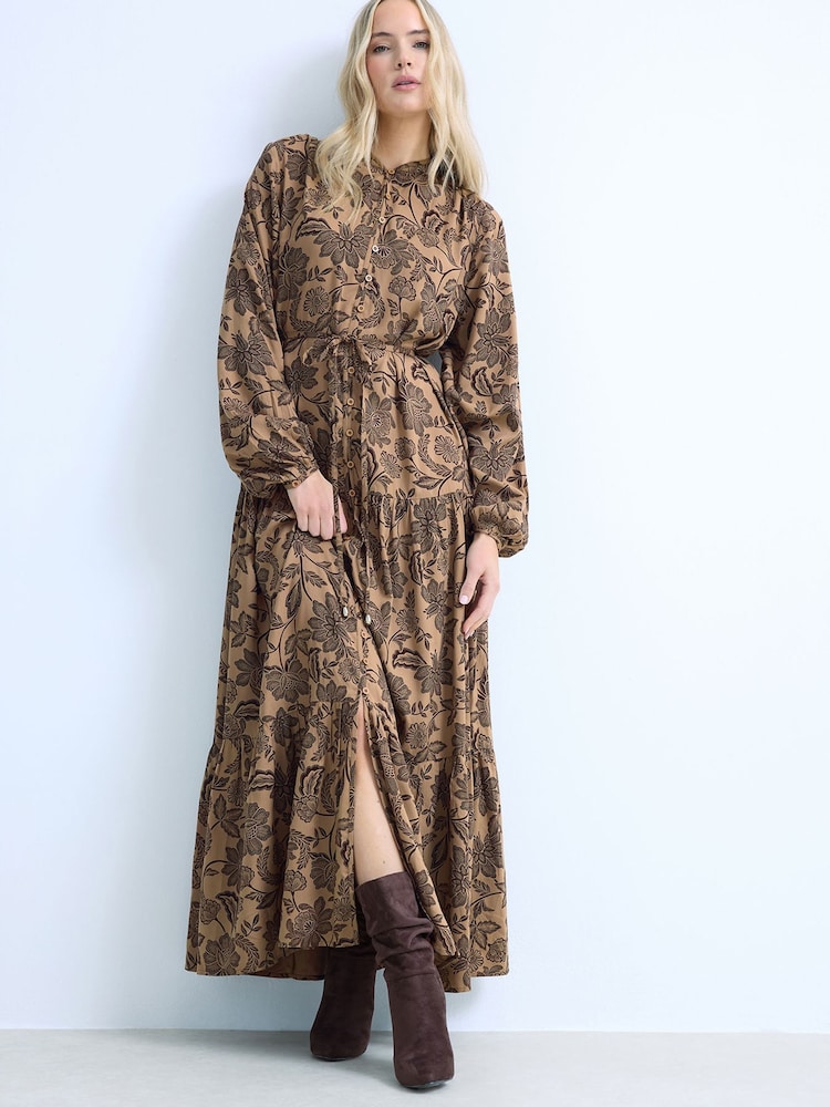 Long Tall Sally Natural Floral Tie Waist Maxi Dress - Image 1 of 2