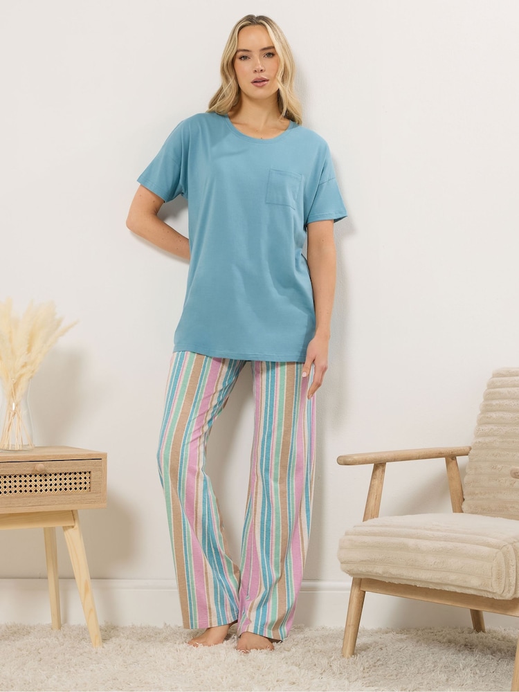 Long Tall Sally Dark Blue Short Sleeve Wide Leg Pyjamas Set - Image 2 of 5 Long Tall Sally Dark Blue Short Sleeve Wide Leg Pyjamas Set - Image 2 of 5