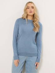 Long Tall Sally Blue Fine Gauge Crew Neck Jumper - Image 1 of 5