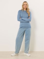 Long Tall Sally Blue Fine Gauge Crew Neck Jumper - Image 3 of 5