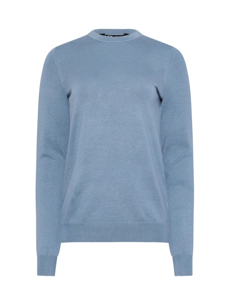 Long Tall Sally Blue Fine Gauge Crew Neck Jumper - Image 5 of 5