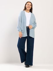 Yours Curve Blue Floral Lofty Yarn Applique Cardigan - Image 2 of 5