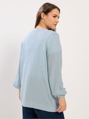 Yours Curve Blue Floral Lofty Yarn Applique Cardigan - Image 3 of 5